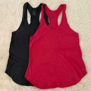 American Eagle Outfitters Charcoal and Pink Tank Tops (set of 2)